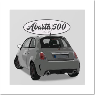 ABARTH 500 Grey White Back Posters and Art